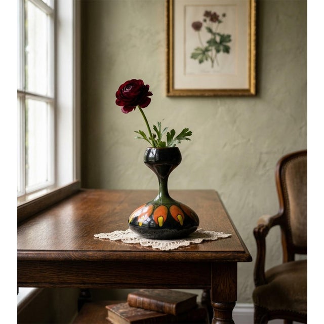 Hand-Painted Ceramic Hourglass Vase, Italy, 1950s For Sale - Image 6 of 7