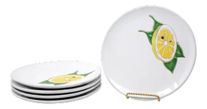 Hand-Painted Italian Lemon Salad Plates - Set of 5