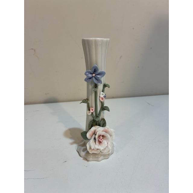 Vintage Floral Porcelain Bud Vase For Sale In Philadelphia - Image 6 of 8