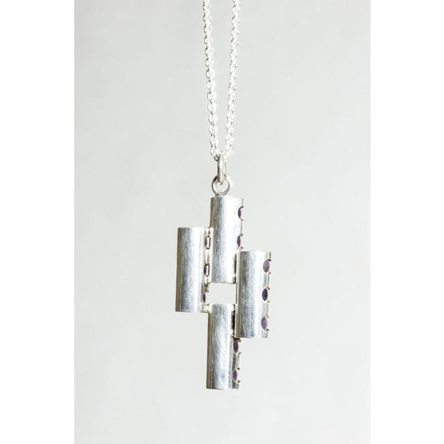 1960s Midcentury Silver and Amethyst Pendant by Elis Kauppi, 1960s For Sale - Image 5 of 7