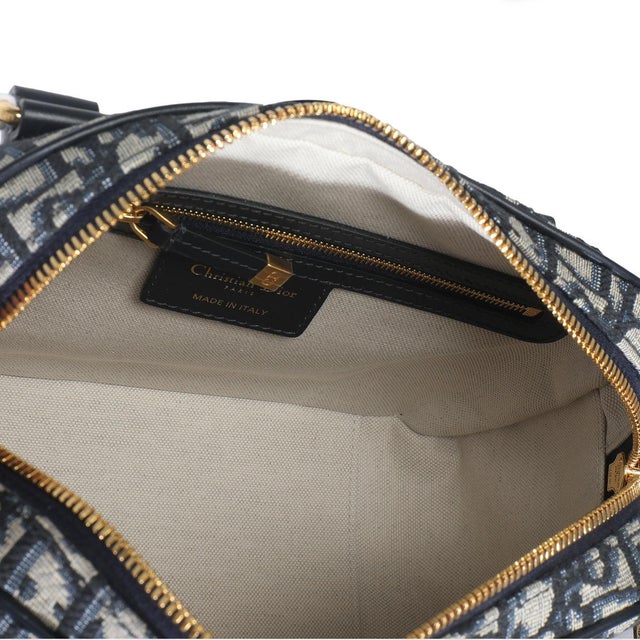 Navy Oblique Canvas Small D Vibe Bowling Bag For Sale - Image 9 of 9