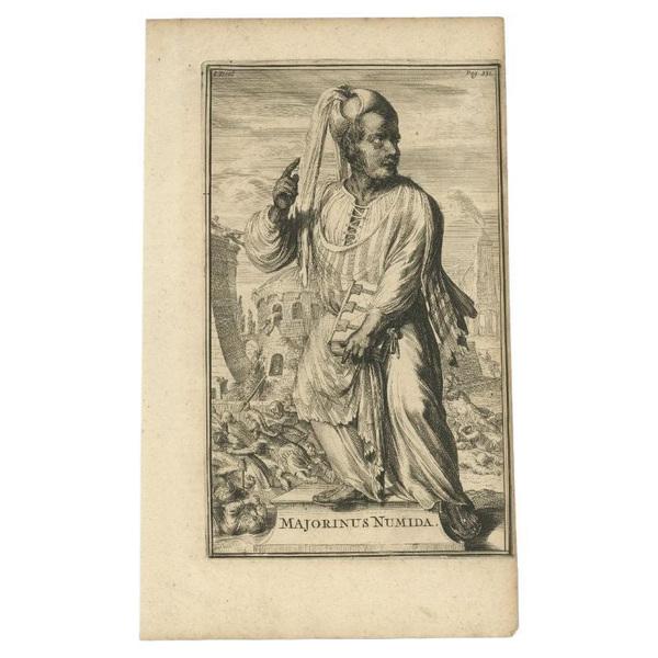 Antique portrait titled 'Majorinus Numida'. Portrait of Majorinus, a bishop of Carthage in dispute with Ceacilianus. He...