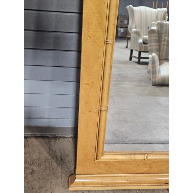 Late 20th Century Baker Birdseye Maple and Faux Bamboo Mirror For Sale - Image 10 of 12