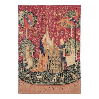 La Dame a La Licorne 'L'Ouie' Silkscreen Tapestry - 205 X 145 Cm (6'9" X 4'9") - Requires Rod Size 4 For Sale