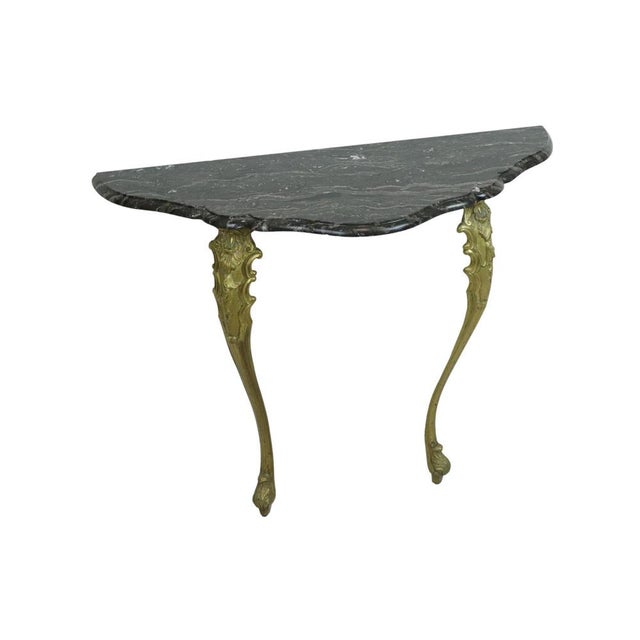 French Marble Console Table with Ornate Brass Legs, 1950s For Sale - Image 10 of 17