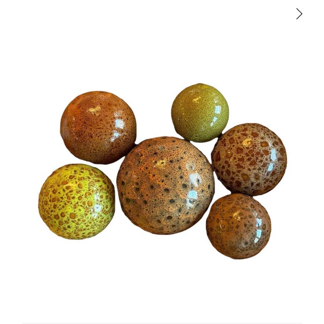 1990s 1990s Hand Painted Glazed Splash Ceramic Spheres - Set of 6 Assorted Sizes For Sale - Image 5 of 5