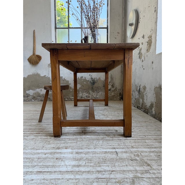 Golden Oak Farmhouse Table, 1970s For Sale - Image 9 of 18