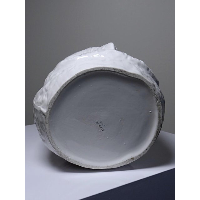 Large Vintage Italian White Earthenware Owl Head Cachepot, 1960s For Sale - Image 16 of 18