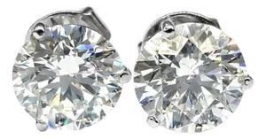 Gia Certified 18k (750) White Gold Natural Diamond Stud Earrings, A Pair