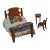 Antique Tiger Maple 3 Piece Doll Size Country Bed & Furniture For Sale