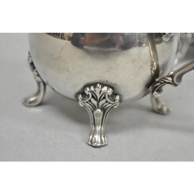 Metal Vintage Sheridan Victorian Silver Plated Footed Lidded Sugar Bowl & Creamer Set For Sale - Image 7 of 12