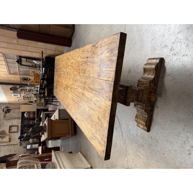 Brown Large Monastery Style Table in Fir, 1980s For Sale - Image 8 of 12
