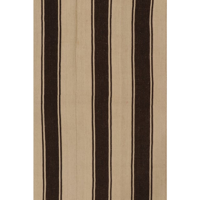 Rug & Kilim Vintage Persian Palas Bidjar Kilim in Beige With Bold Brown Stripes - Rug & Kilim For Sale - Image 4 of 8