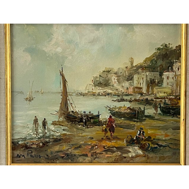 Mid 20th Century oil on canvas painting signed by listed the Italian artist Mario Passoni. This impressionist style work...