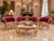 French 1970 French Artisan Louis XVI Gold Burgundy Sofa Set-3 Pc For Sale - Image 3 of 18