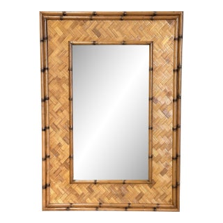 1980s Large Bamboo Wall Mirror For Sale
