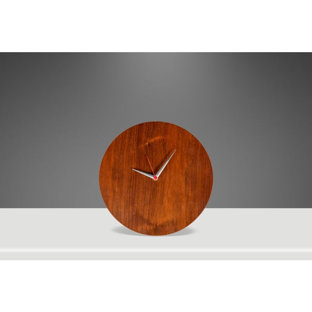Mid-Century Modern 13 Inch Minimalist Wall Clock Carved From Solid Walnut, Usa, C. 1970s For Sale - Image 4 of 16