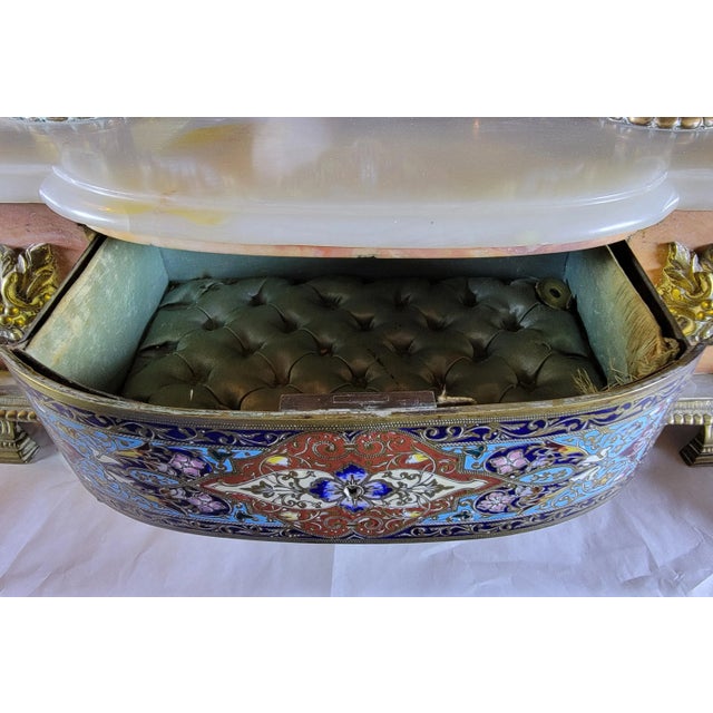 19thc Champlevé French Onyx Vanity Mirror For Sale In Los Angeles - Image 6 of 13