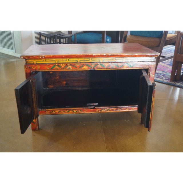 Red Early 20th Century Tibetan Meditation Altar Table For Sale - Image 8 of 13