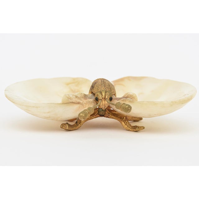 Metal Coastal Shell and Gold Plated Butterfly Bowl or Ring Dish For Sale - Image 7 of 9