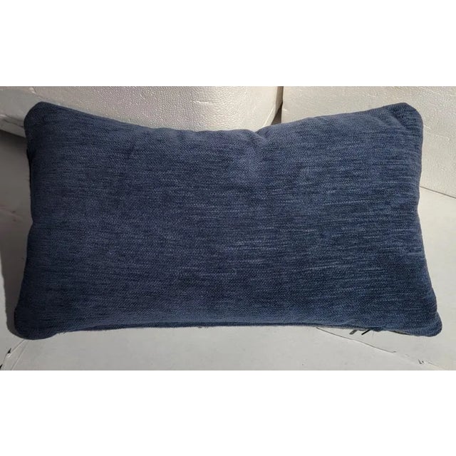 1940s Navajo Indian Weaving in Blue Colors Pillow For Sale - Image 5 of 5