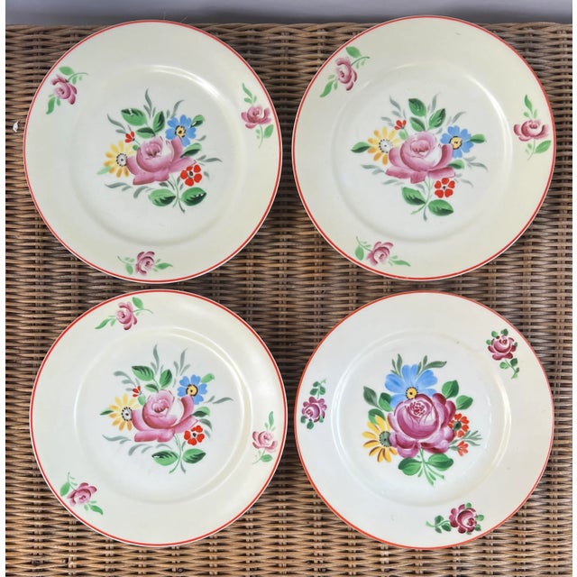 Seltmann Vohenstrauss Bavaria Art Deco Hand Painted Floral Porcelain Plates- Set of 8 For Sale - Image 9 of 13