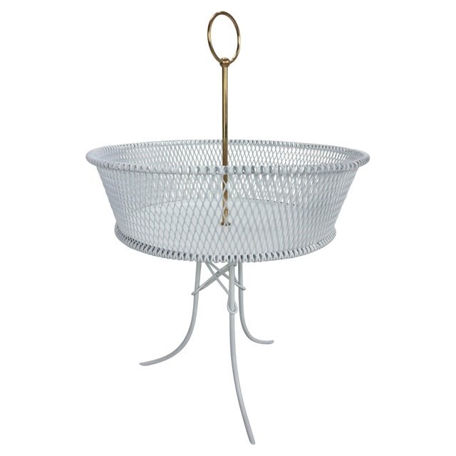 Vintage White Metal and Brass Planter, France, 1960s For Sale