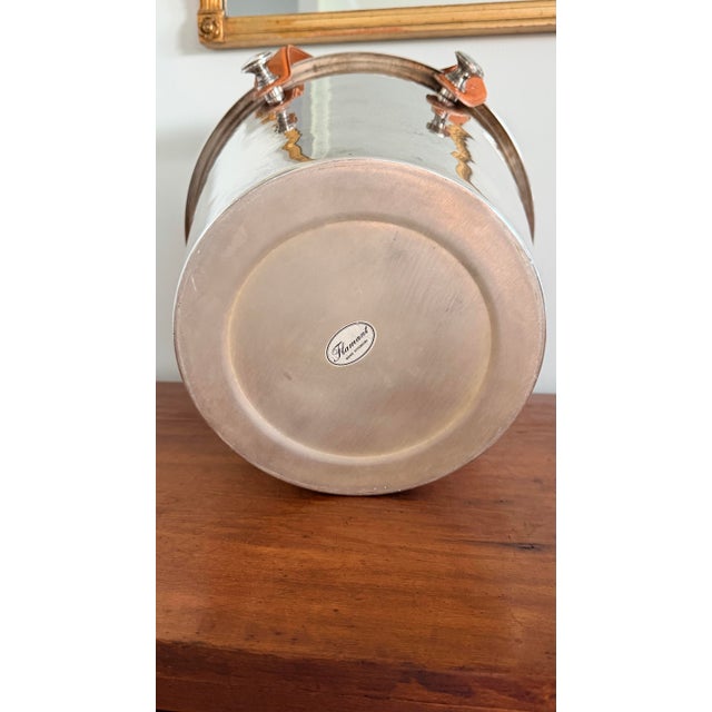 Large Belgium Silverplate Ice Bucket With Leather Handles For Sale In Savannah - Image 6 of 11