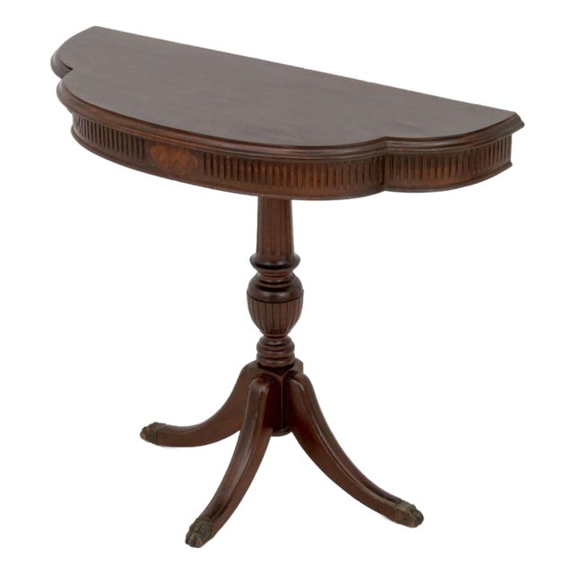Neoclassical Style Mahogany Demilune Table For Sale