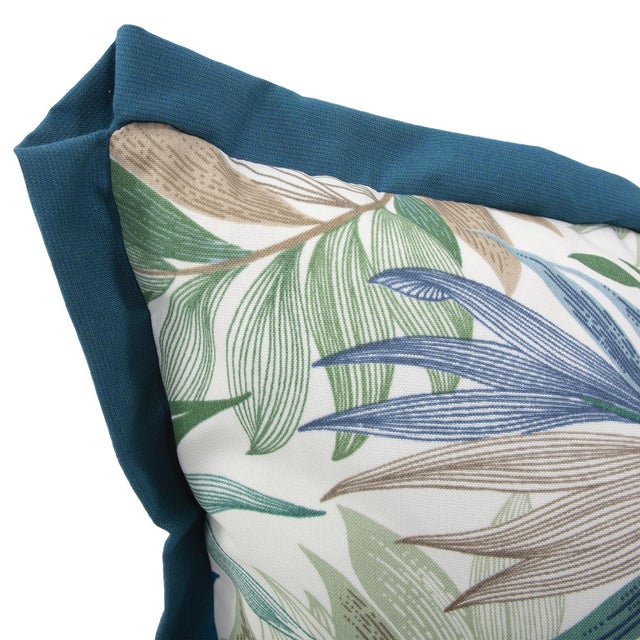 Kenneth Ludwig Chicago 20 x 20 Outdoor Pillow Fern Indigo - Down Alternative Insert For Sale - Image 4 of 10