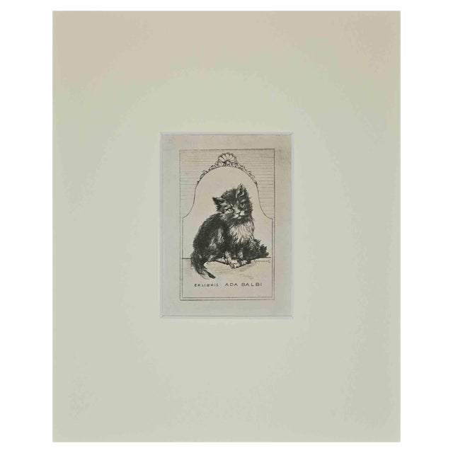 Carlo Casanova, Ex Libris for Ada Balbi, Woodcut, Mid-20th Century For Sale