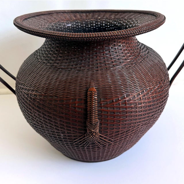 Large Rare Japanese Bamboo Flower Basket Hahakago by Tokosai For Sale - Image 11 of 18