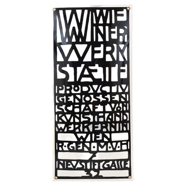 Art Nouveau Domed Enameled Advertising Sign from Wiener Werkstaette, Vienna, 1960s For Sale