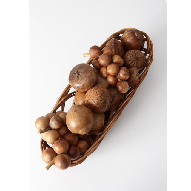 Mid-Century Carved Wood Fruit Set For Sale - Image 4 of 10