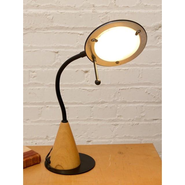 Black Vintage Postmodern Black & Wood Cone Desk Lamp For Sale - Image 8 of 11