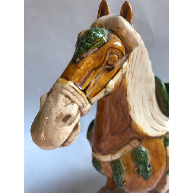 Mid-20th Century Chinese Tang-Style Sancai Glazed Terracotta Horse Sculpture For Sale - Image 4 of 8