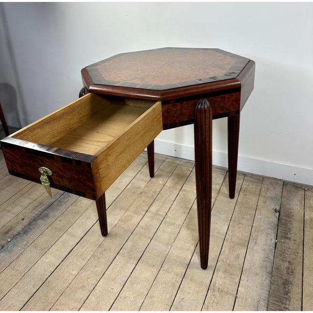 Art Deco Side Table in Burr Walnut Marquetry, 1930s For Sale - Image 6 of 12