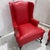 Wood Vintage Pair of Red Leather Wingback Chairs For Sale - Image 7 of 7
