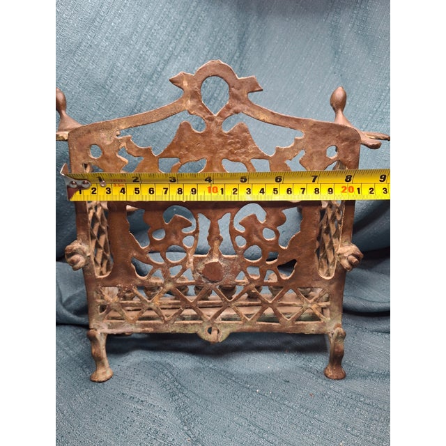 Antique Early 19thC Polish Brass Bench Menorah Lions Eagle Hanukkah Lamp Rare For Sale - Image 4 of 18