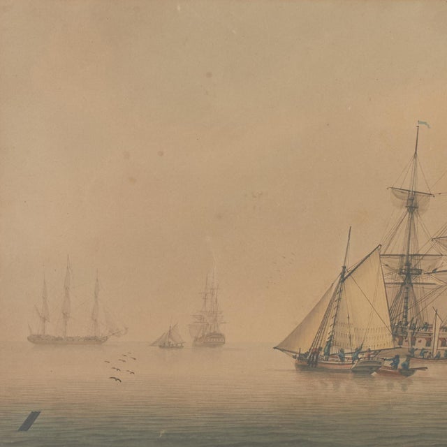 Antique English Maritime Watercolor of Sailing Ships by L Owen For Sale - Image 4 of 14