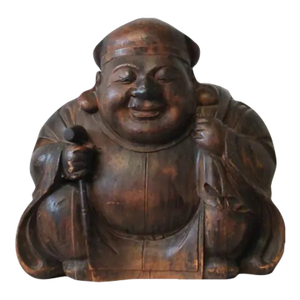 18th Century Antique Sculpture of Daikokuten, Japanese God of Luck and Prosperity