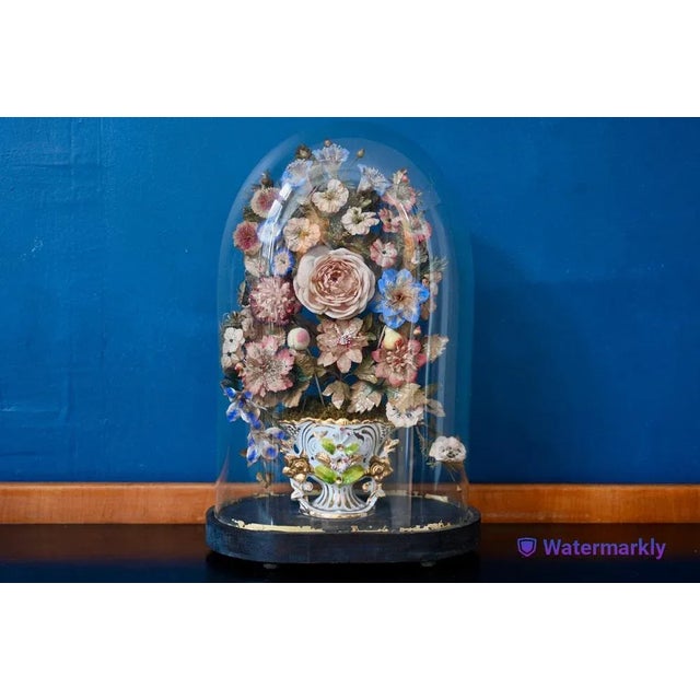 Black Bridal Globe with Porcelain Bouquet For Sale - Image 8 of 8