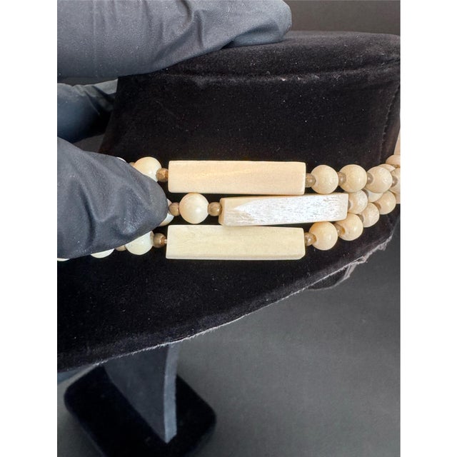 Ivory 1980s African Bone Bead Necklace, Opera Length For Sale - Image 8 of 15