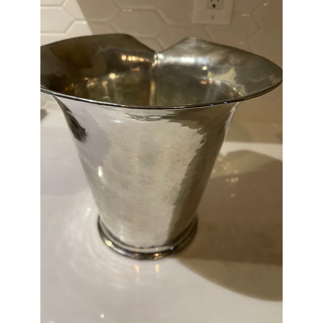Mid-Century Modern Vintage Jean Goardere Hammered Pewter Champagne Cooler or Ice Bucket For Sale - Image 3 of 5