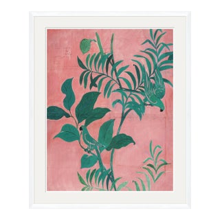 Pink Birds Art Print in White Frame with Mat by Paule Marrot For Sale