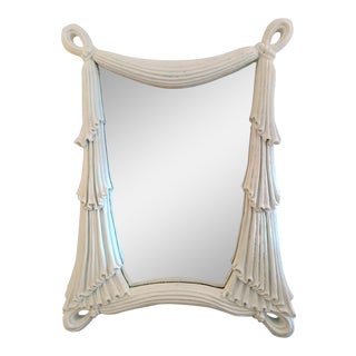 1980's Drapery Styled Framed Mirror, Vintage For Sale