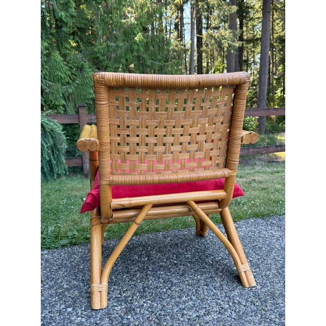 Copper Vintage Mid-Century Modern Rattan Lounge Chair Manufactured by the Company Rattan Art in the Philippines. For Sale - Image 8 of 9