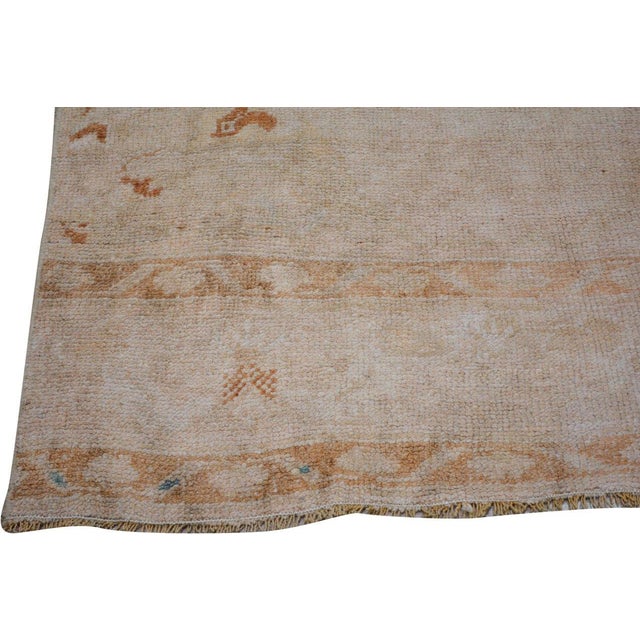 Turkish Vintage Turkish Oushak Hand Knotted Wool Rug, 3'1''x11'1'' For Sale - Image 3 of 5