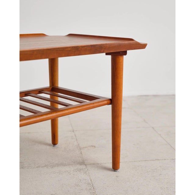 Coffee Table in Teak with Newspaper Shelf by Holger Georg Jensen for Kubus, Denmark, 1960s For Sale - Image 14 of 17