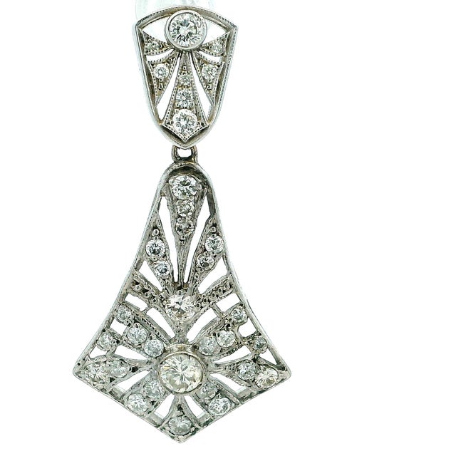 Vintage Platinum Diamond Articulated Drop Earrings, Circa 1940s, A Pair For Sale In Miami - Image 6 of 8
